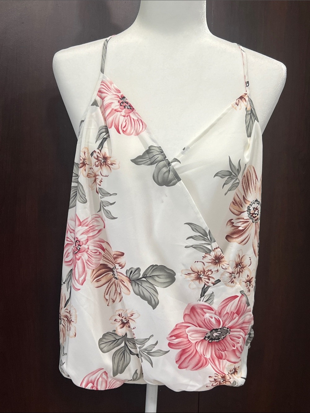 SHEIN Floral lightweight, thin Cami Tank Top in White and Pink size large NWOT
